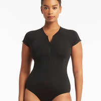 Sea Level Eco Essentials Short Sleeve A-DD Cup One Piece Swimsuit - Black