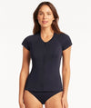 Sea Level Eco Essentials Short Sleeved Rash Vest - Full Zipper - Night Sky Swim