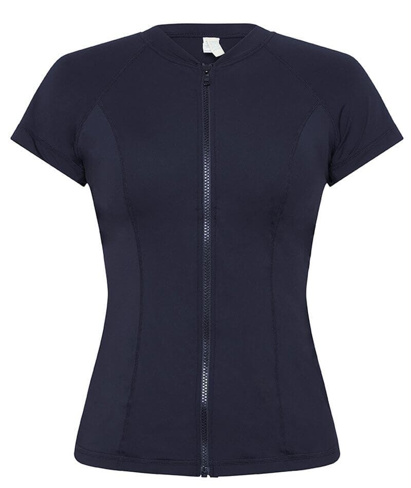 Sea Level Eco Essentials Short Sleeved Rash Vest - Full Zipper - Night Sky Swim