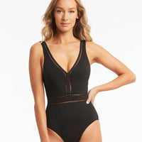 Sea Level Eco Essentials Spliced A-DD Cup One Piece Swimsuit - Black