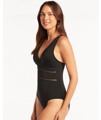 Sea Level Eco Essentials Spliced B-DD Cup One Piece Swimsuit - Black Swim
