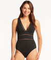 Sea Level Eco Essentials Spliced B-DD Cup One Piece Swimsuit - Black Swim