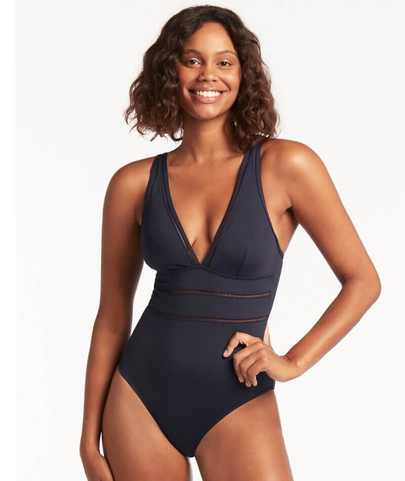 Sea Level Eco Essentials Spliced One Piece Swimsuit - Night Sky Swim 