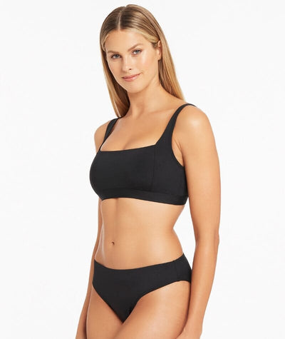 Sea Level Eco Essentials Square Neck Bikini Top - Black Swim