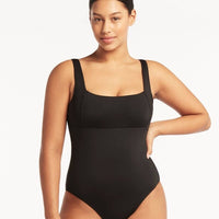 Sea Level Eco Essentials Square Neck One Piece Swimsuit - Black