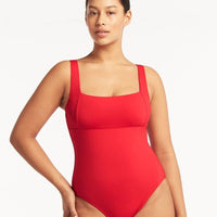 Sea Level Eco Essentials Square Neck One Piece Swimsuit - Red