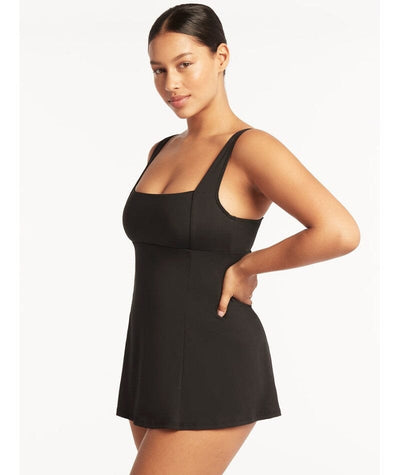 Sea Level Eco Essentials Square Neck Swim Dress - Black Swim