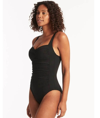 Sea Level Eco Essentials Twist Front A-DD Cup One Piece Swimsuit - Black Swim