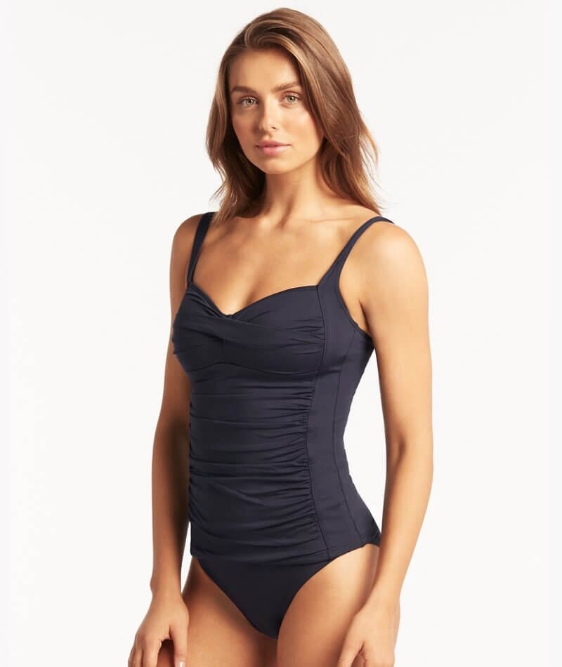 Sea Level Eco Essentials Twist Front B-DD Cup Singlet Top - Night Sky Swim