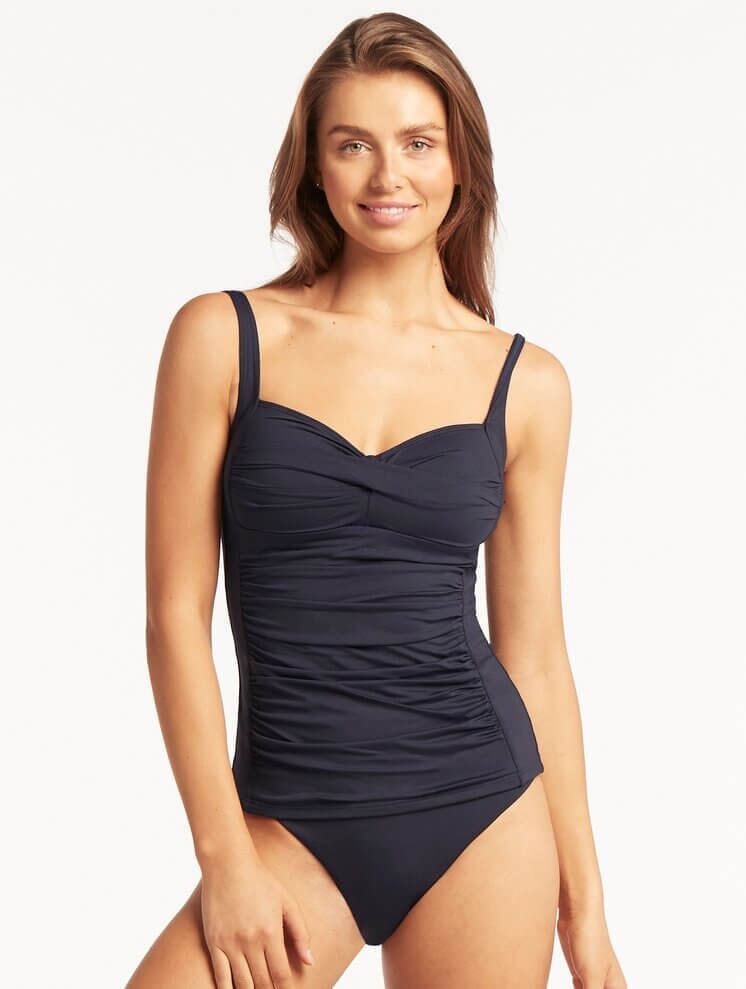 Sea Level Eco Essentials Twist Front B-DD Cup Singlet Top - Night Sky Swim