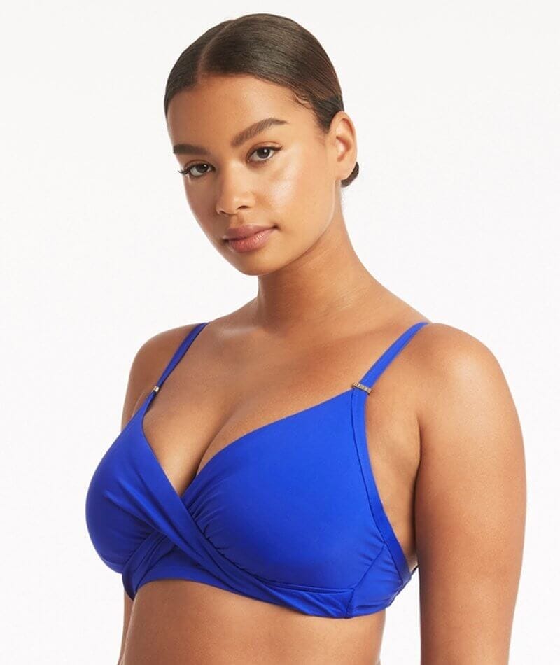 Sea Level Eco Essentials Twist Front DD-E Cup Bikini Top - Cobalt Swim