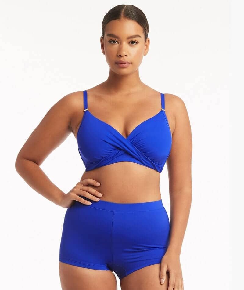 Sea Level Eco Essentials Twist Front DD-E Cup Bikini Top - Cobalt Swim