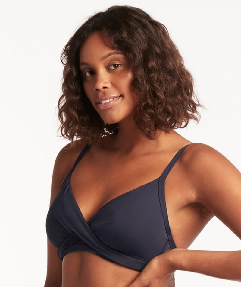 Sea Level Eco Essentials Twist Front DD-E Cup Bikini Top - Night Sky Swim