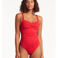 Sea Level Eco Essentials Twist Front A-DD Cup One Piece Swimsuit - Red
