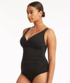 Sea Level Eco Essentials Cross Front B-DD Cup One Piece Swimsuit - Black Swim