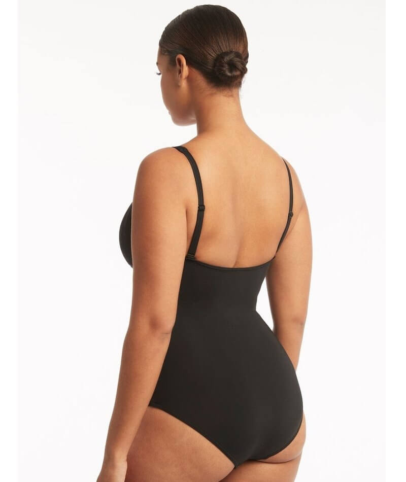 Sea Level Eco Essentials Cross Front B-DD Cup One Piece Swimsuit - Black Swim 