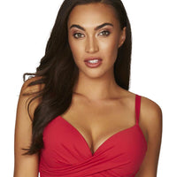 Sea Level Essentials Cross Front Moulded Underwire D-DD Cup Bikini Top - Red