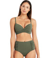 Sea Level Essentials Gathered Side High Waist Brief - Khaki Swim