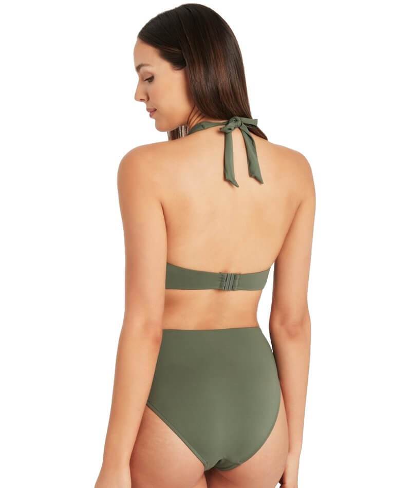 Sea Level Essentials Retro High Waist Bikini Brief - Khaki Swim