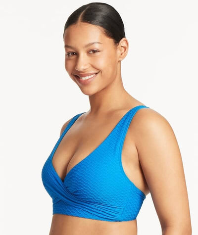 Sea Level Honeycomb Cross Front A-DD Cup Bikini Top - Capri Swim