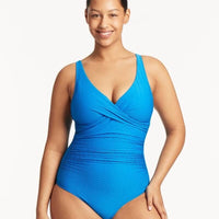 Sea Level Honeycomb Cross Front A-DD Cup One Piece Swimsuit - Capri