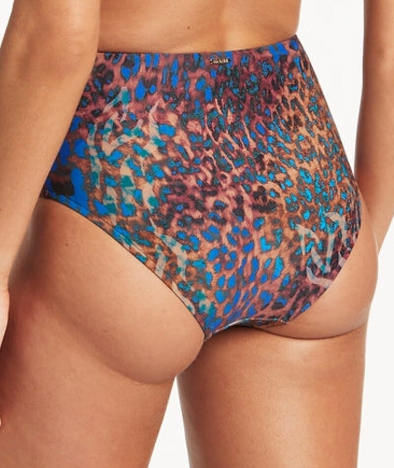Sea Level Hunter Gathered Side High Waist Bikini Brief - Blue Swim
