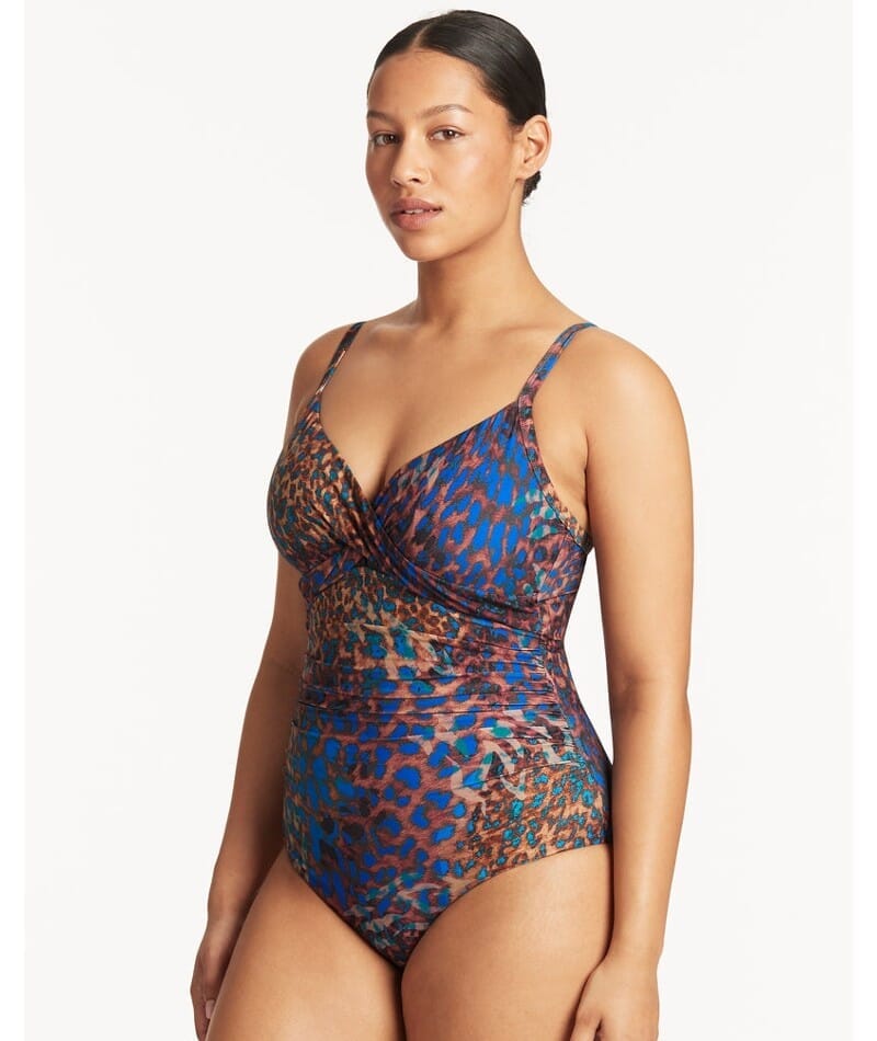 Sea Level Hunter Twist Front DD-E Cup One Piece Swimsuit - Blue Swim