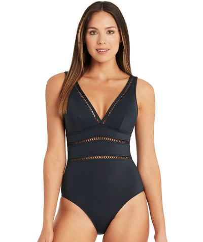 Sea Level Lola Shimmer Cross Front A-DD Cup Spliced One Piece Swimsuit - Charcoal Swim