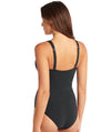 Sea Level Lola Shimmer Spliced Plunge with Ladder Lace One Piece Swimsuit - Charcoal Swim