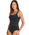 Sea Level Lola Shimmer Square Neck One Piece Swimsuit - Charcoal Swim