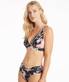 Sea Level Martini Longline Tri Bikini Top - Black Floral Swim