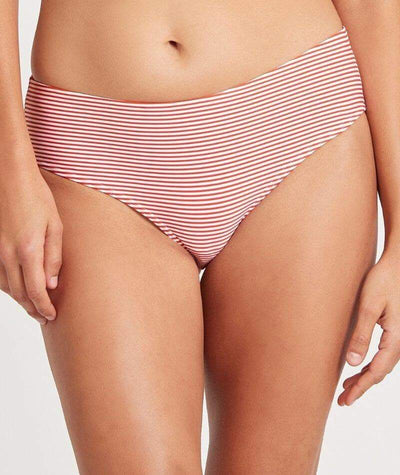 Sea Level Positano Stripe Mid Bikini Brief - Orange Swim