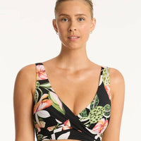 Sea Level Sundown Cross Front A-DD Cup Bikini Top - Black