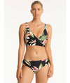 Sea Level Sundown Cross Front A-DD Cup Bikini Top - Black Swim