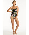 Sea Level Sundown Twist Front A-DD Cup One Piece Swimsuit - Black Swim