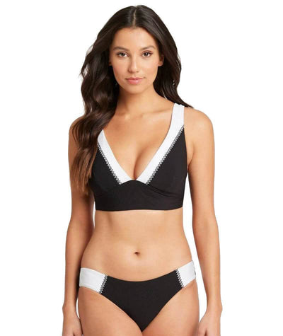 Sea Level Valentina Long Line Tri Bikini Top - Black Swim