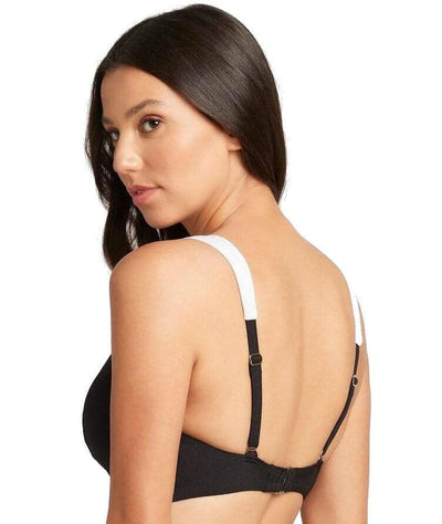 Sea Level Valentina Long Line Tri Bikini Top - Black Swim