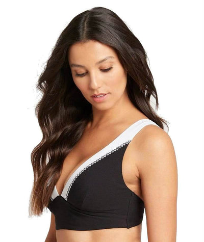 Sea Level Valentina Long Line Tri Bikini Top - Black Swim