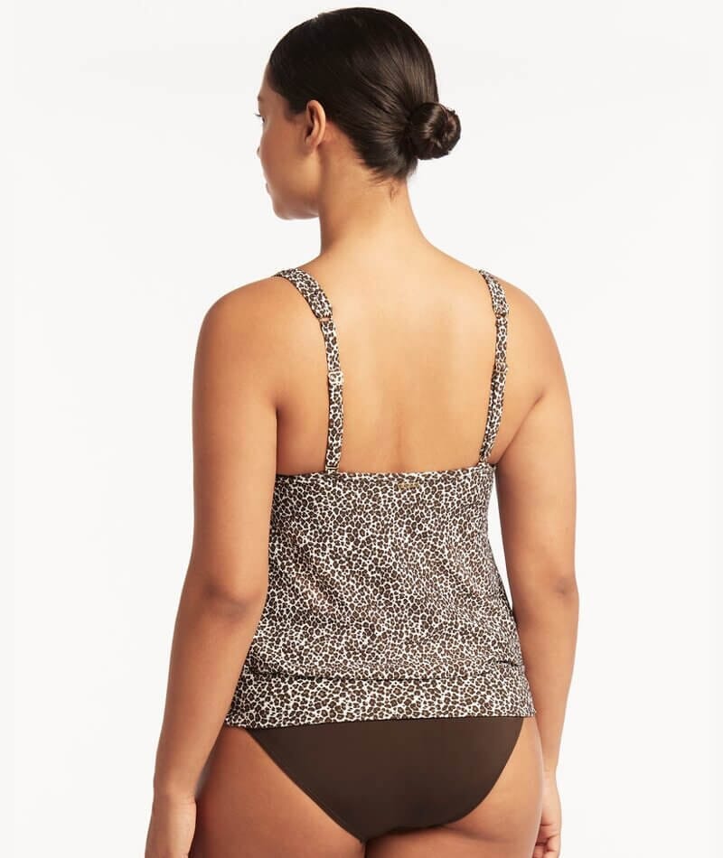 Sea Level Wild Cat Blouson A-DD Cup Tank Singlet Top - Espresso Swim