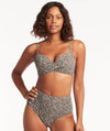 Sea Level Wild Cat High Waist Gathered Side Brief - Espresso Swim