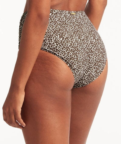 Sea Level Wild Cat High Waist Gathered Side Brief - Espresso Swim