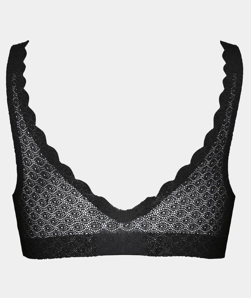 Sloggi ZERO Feel Lace Wire-free Bralette - Black - Curvy Bras