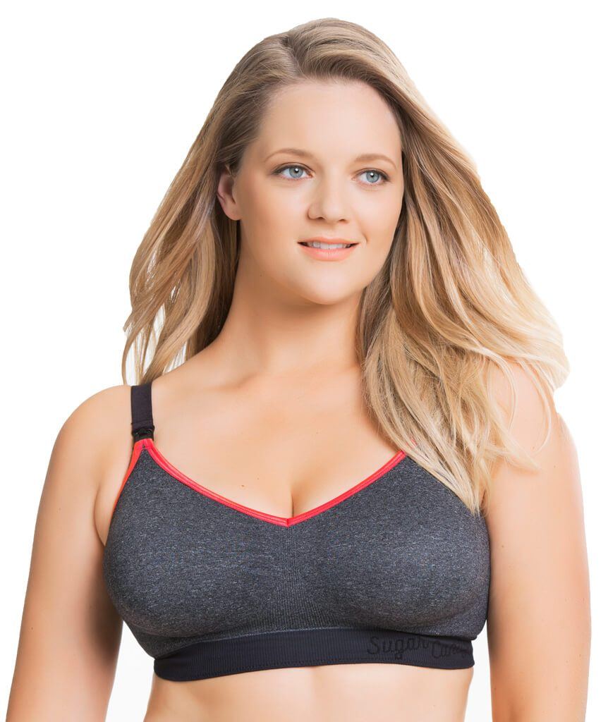 Sugar Candy Crush Fuller Bust Seamless F-HH Cup Nursing Bra - Charcoal Bras 