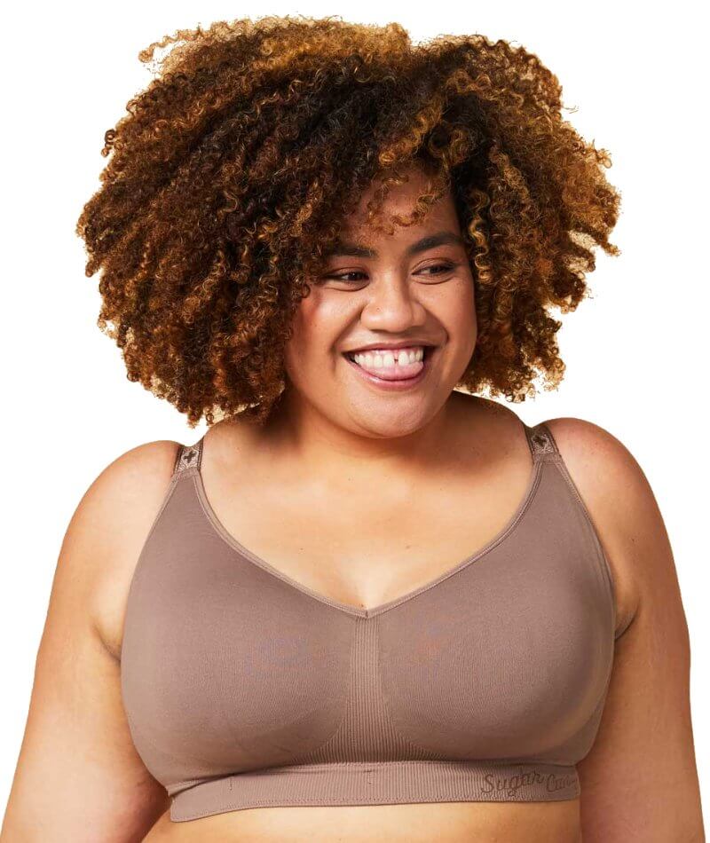 Sugar Candy Fuller Bust Seamless F-HH Cup Wire-free Lounge Bra - Cocoa