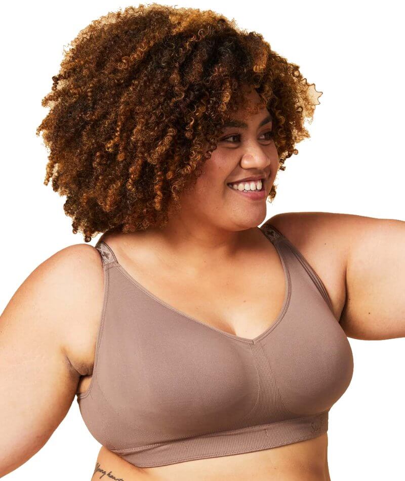 Sugar Candy Fuller Bust Seamless F-HH Cup Wire-free Lounge Bra - Cocoa -  Curvy Bras