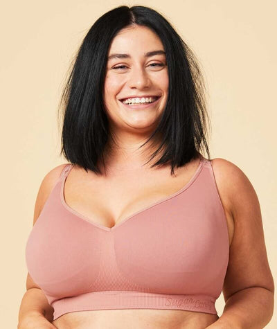 Sugar Candy Fuller Bust Seamless F-HH Cup Lounge Bra - Rosewood Bras