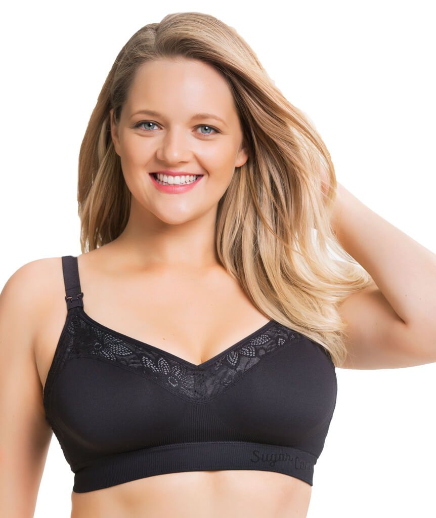 Sugar Candy Lux Fuller Bust Seamless F-HH Cup Wire-free Nursing Bra - Black