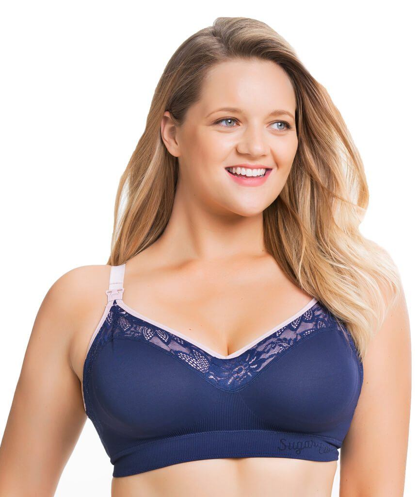 Sugar Candy Lux Fuller Bust Seamless F-HH Cup Wire-free Nursing Bra - Navy