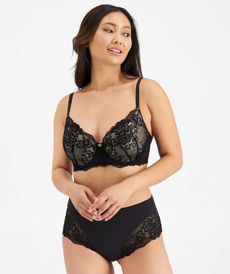 Temple Luxe by Berlei Lace Full Cup Contour Bra - Black/Nude Bras