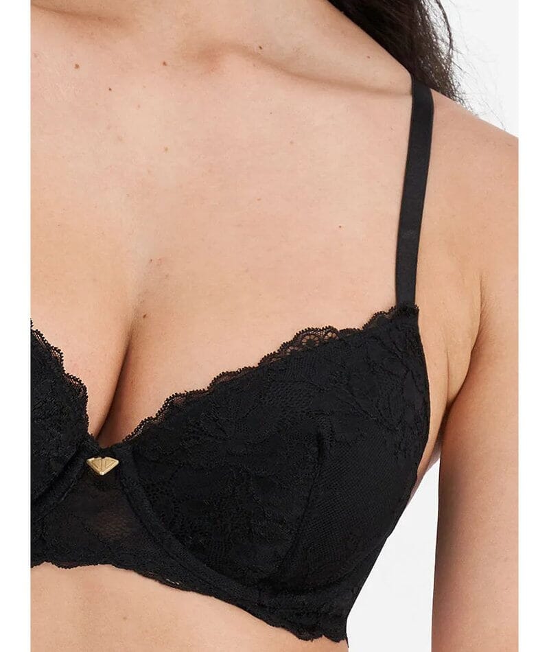 Black Bralette Top Lined in Nude Mesh Lace Black Bralette -  Israel